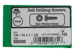 HILLMAN 1/4 in. Ga. X 1-1/2 in. L Hex Hex Washer Head Sheet Metal Screws 100 pk