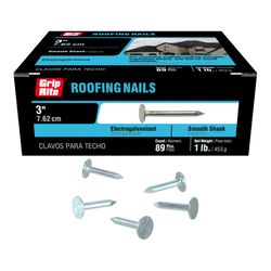 Grip-Rite 3 in. Roofing Electro-Galvanized Steel Nail Flat Head 1 lb