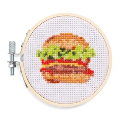 Kikkerland Burger Cross Embroidery Kit 1 pk