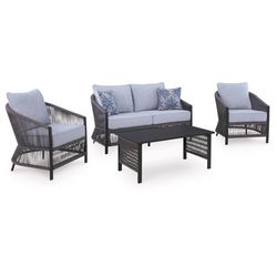 Signature Design by Ashley Bodega Island 4 pc Gray Aluminum Contemporary Patio Set