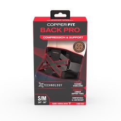 Copper Fit Back Pro Black Power X Straps Technology Compression Back Support Belt 1 pk 1 pk