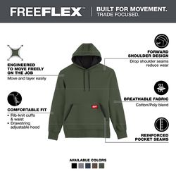 Milwaukee Freeflex L Long Sleeve Men's Hooded Hoodie Green