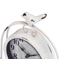 Westclox 7.29 in. H X 9.85 in. L Weathered White Metal Table Clock