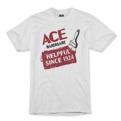 Ace Vintage Threads L Short Sleeve Unisex Crew Neck White Tee Shirt