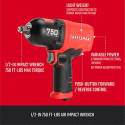 CRAFTSMAN 1/2 in. Air Impact Wrench 750 ft/lb