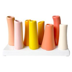 Chive Pooley 5 in. H X 7 in. L Glazed Papaya Ceramic Modern Bud 8-Tube Vase