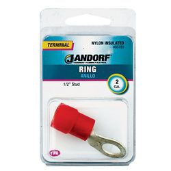 Jandorf 2 Ga. Insulated Wire Ring Terminal Red 1 pk