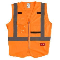 Milwaukee Reflective Class 2 with 10 Pockets Safety Vest Hi-Viz Orange L/XL
