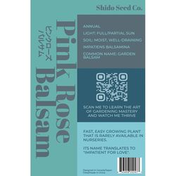 Chive Shido Seed Co. Pink Garden Balsam Seeds 1 pk