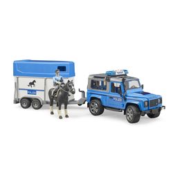 Bruder Land Rover Police Vehicle with Horse Trailer Toy Multicolored