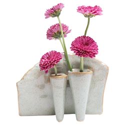 Chive Lotus 4 in. H X 5 in. L Glazed Green Ceramic Floral Bud 2-Tube Vase