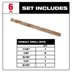 Milwaukee Red Helix Assorted X 2.87 in. L Cobalt Drill Bit Set Round Shank 6 pc