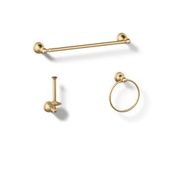 Kohler Facile Vibrant Brushed Moderne Brass Gold Bathroom Hardware Kit Metal