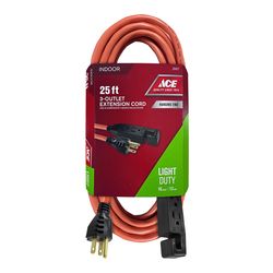 Ace Indoor 25 ft. L Orange Triple Outlet Cord 16/3 SJT