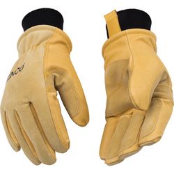 Kinco L Pigskin Leather Cold Weather Black/Gold Ski Gloves