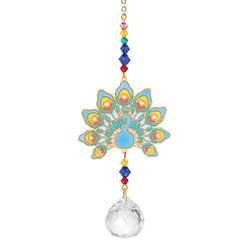 Woodstock Chimes Crystal Dreams Multicolored Acrylic/Glass/Metal 4 in. H X 6.7 in. L Peacock Suncatc