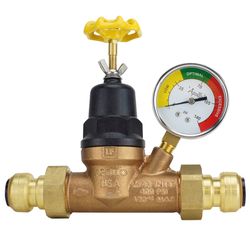 Tectite Apollo 3/4 in. Double Push Union Bronze Water Pressure Regulator with Gauge