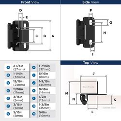 Amerock 1-1/2 in. W X 2-1/4 in. L Matte Black Steel Overlay Hinge 2 pk