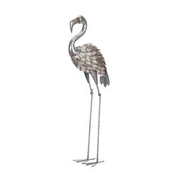 Summerfield Terrace Iron Silver 35.5 in. Flamingo Statue