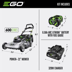 EGO Power+ 600 Series LM2114 21 in. 56 V Battery Lawn Mower Kit (Battery &amp; Charger) W/ 6.0 AH BATTERY