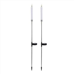 Alpine White Steel 40 in. H Solar Garden Stake