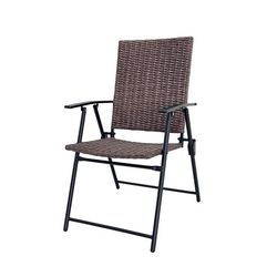 Living Accents Wicker 1-Position Brown Hard Arm Folding Chair