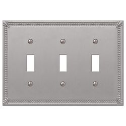 Amerelle Imperial Bead Brushed Nickel 3 gang Metal Toggle Wall Plate 1 pk