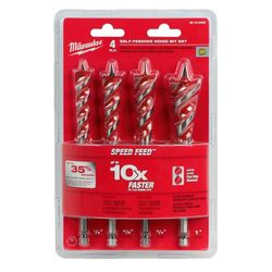 Milwaukee Speed Feed Assorted X 6-1/2 in. L Steel Wood Bit Set Quick-Change Hex Shank 4 pc