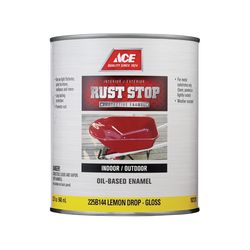 Ace Rust Stop Indoor and Outdoor Gloss Lemon Oil-Based Enamel Rust Prevention Paint 1 qt