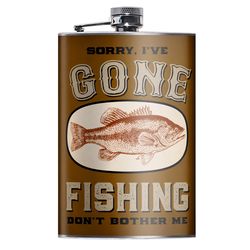 Lucky Jack 8 oz Stainless Steel Gone Fishing Hip Flask