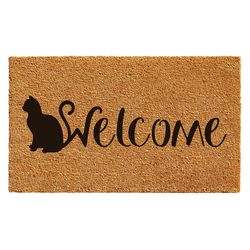 Home & More 1.42  W X 2.42  L Brown Feline Welcome Coir Door Mat
