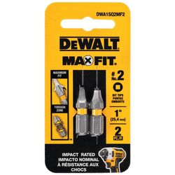 DeWalt Max Fit Square #2 X 1 in. L Screwdriver Bit Set Steel 2 pk