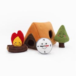 ZippyPaws Burrow For Dog Multicolored Plush Camping Tent Dog Toy 1 pk
