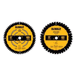 DEWALT 12 in. D X 1 in. Carbide Tipped Circular Saw Blade 40/60 teeth 2 pk