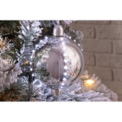 Celebrations LED Silver Snow Fall Ornament 4 in. Hanging Decor