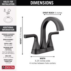 Delta Dallace Matte Black Traditional Centerset Bathroom Sink Faucet 4 in.