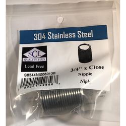 Smith-Cooper 3/4 in. MPT Stainless Steel Close Nipple