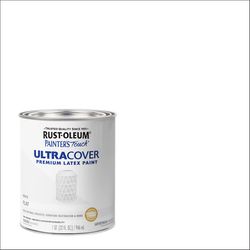 Rust-Oleum Painters Touch Ultra Cover Flat White Water-Based Paint Exterior and Interior 1 qt