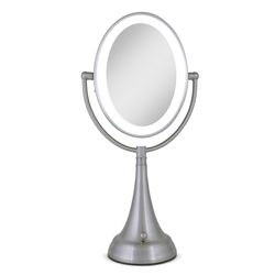Zadro Next Generation 7.5 in. H X 5.5 in. W LED LED Vanity Mirror Satin Nickel Silver