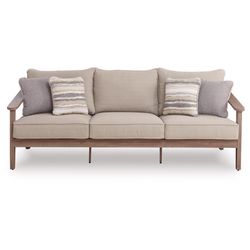 Signature Design by Ashley Francis Beach Brown Aluminum Frame Contemporary Sofa Beige