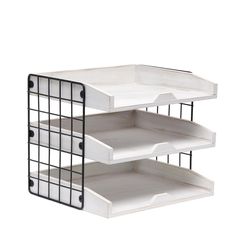 Elegant Designs 10.5 in. H X 10.5 in. W X 12.5 in. D Mail Letter Tray Desktop Organizer White