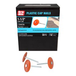 Grip-Rite 12D 1-1/2 in. Roofing Electro-Galvanized Plastic/Steel Nail Plastic Head 1 lb