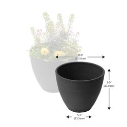 Algreen 9 in. H X 5.3 in. W X 10 in. D Plastic Curve Planter Charcoal