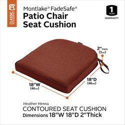 Classic Accessories Montlake Heather Henna Red Polyester Seat Cushion 2 in. H X 18 in. W X 18 in. L