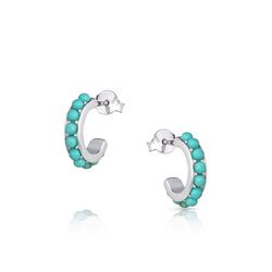 Montana Silversmiths Women's Studded in Mini Hoop Silver/Turquoise Earrings Water Resistant
