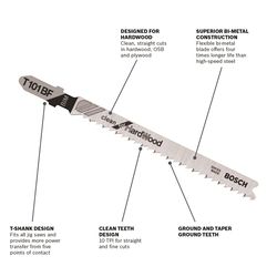 Bosch 4 in. Bi-Metal T-Shank Jig Saw Blade 10 TPI 5 pk