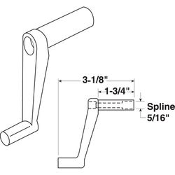 Prime-Line Plated Silver Cast Metal Single-Arm Casement Crank Handle For RV Windows