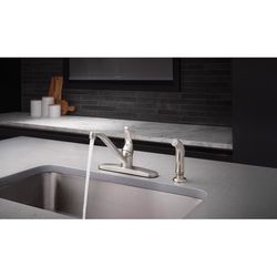 Oakbrook Collection Essentials One Handle Brushed Nickel Kitchen Faucet Side Sprayer Included