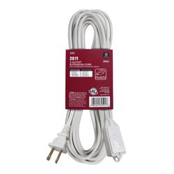 Ace Indoor 20 ft. L White Extension Cord 16/2 SPT-2