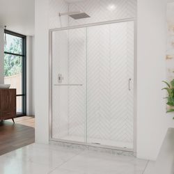 DreamLine Infinity-Z 72 in. H X 56-60 in. W Brushed Nickel Semi-Frameless Shower Door